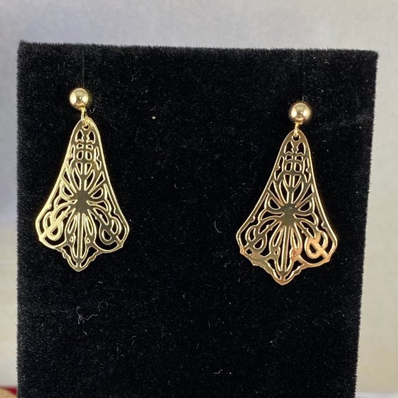 Vintage NOS 14 Karat  Gold Filigree Earrings - Picture 1 of 6